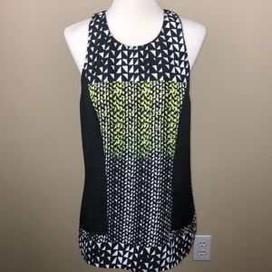 Charlie Jade Black Geometric Print Tank/Tunic with Back Keyhole - Size Small